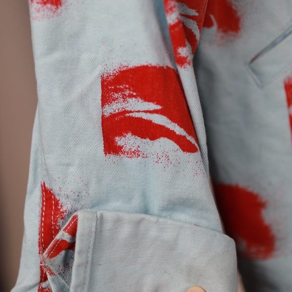 Obey Men’s See All Work Zip Up Jacket XS Blue/Red - Picture 9 of 9